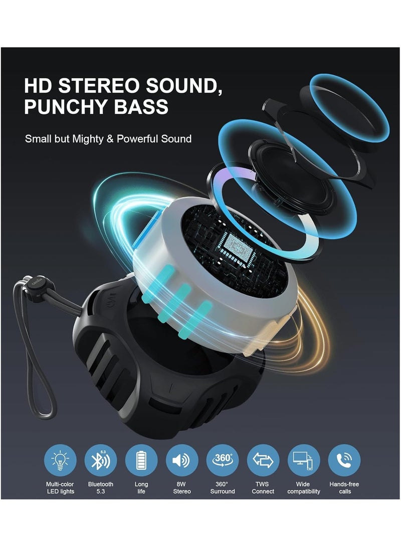 Bukela Waterproof Bluetooth Speaker IPX7, Shower Speaker with Dynamic Lights, TWS Mode, Loud Stereo Sound, Robust Bass, Portable Wireless Speaker with 24H Playtime for Home, Outdoor/Kayak/Gift for Men, Women  - Image 2