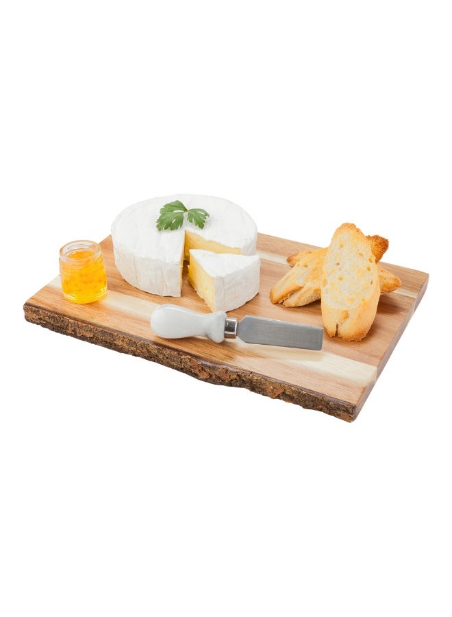 Restaurantware 12 Inch x 8 Inch Acacia Serving Board, 1 Rectangle Wood Platter With Bark - Varnished With Bark Edges, Large, Natural Acacia Rustic Chopping Board, For Meats And Cheeses - Image 2