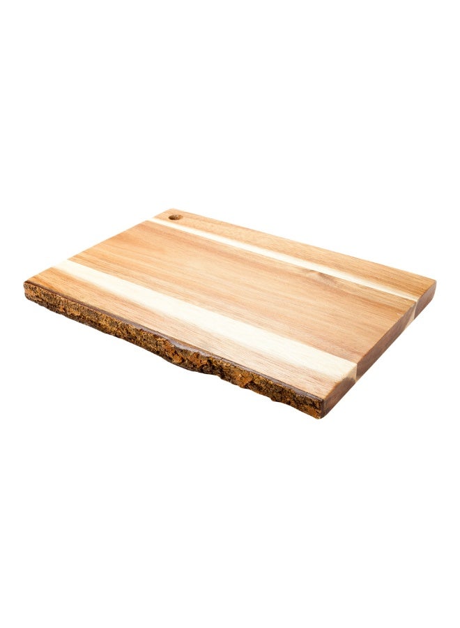 Restaurantware 12 Inch x 8 Inch Acacia Serving Board, 1 Rectangle Wood Platter With Bark - Varnished With Bark Edges, Large, Natural Acacia Rustic Chopping Board, For Meats And Cheeses - Image 1