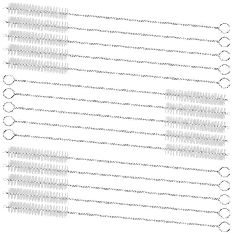 GFDesign Drinking Straw Cleaning Brushes Set Pipe Tube Cleaner Nylon Bristles Stainless Steel Handle 8 x 38 10mm Set of 15