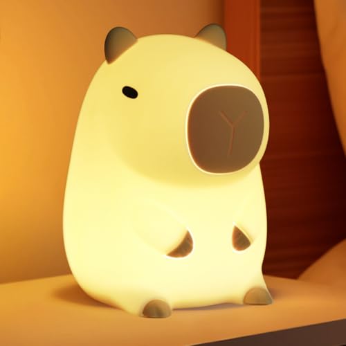 Myratts Led Cute Capybara Night Light Dimmable Nursery Kawaii Lamps Super Squishy Silicone USB Rechargeable Touch Control Night Lamp for Kids Adults Used for Camping Party Room Decor Capybara - Image 1