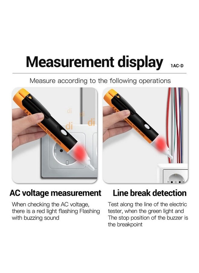 Smart Non-contact Voltage Pen, Voltage Tester & Audible Beeper&Flashing LED, Voltage Detection Range 90 V to 1000 V AC Yellow