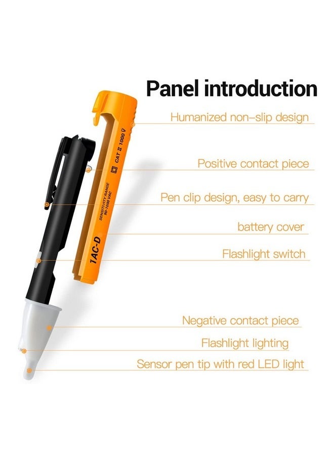Beauenty Smart Non-contact Voltage Pen, Voltage Tester & Audible Beeper&Flashing LED, Voltage Detection Range 90 V to 1000 V AC Yellow  - Image 2