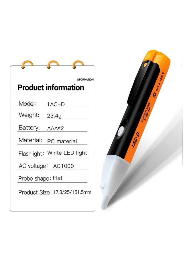 Beauenty Smart Non-contact Voltage Pen, Voltage Tester & Audible Beeper&Flashing LED, Voltage Detection Range 90 V to 1000 V AC Yellow  - Image 4
