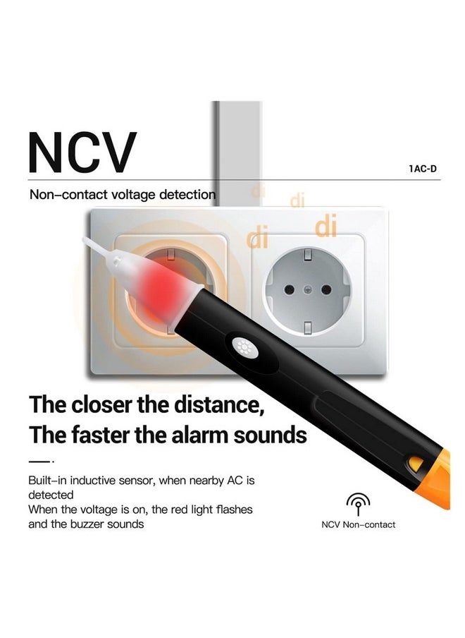 Beauenty Smart Non-contact Voltage Pen, Voltage Tester & Audible Beeper&Flashing LED, Voltage Detection Range 90 V to 1000 V AC Yellow  - Image 5
