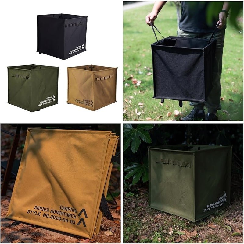 Black Reusable Folding Trash Can Portable Yard Waste Bag Garden Garbage Container - Image 3
