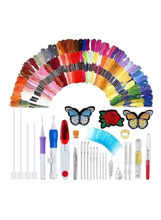 Embroidery Patterns Punch Needle Kit Craft Tool Embroidery Pen Set Multi Color - Image 1