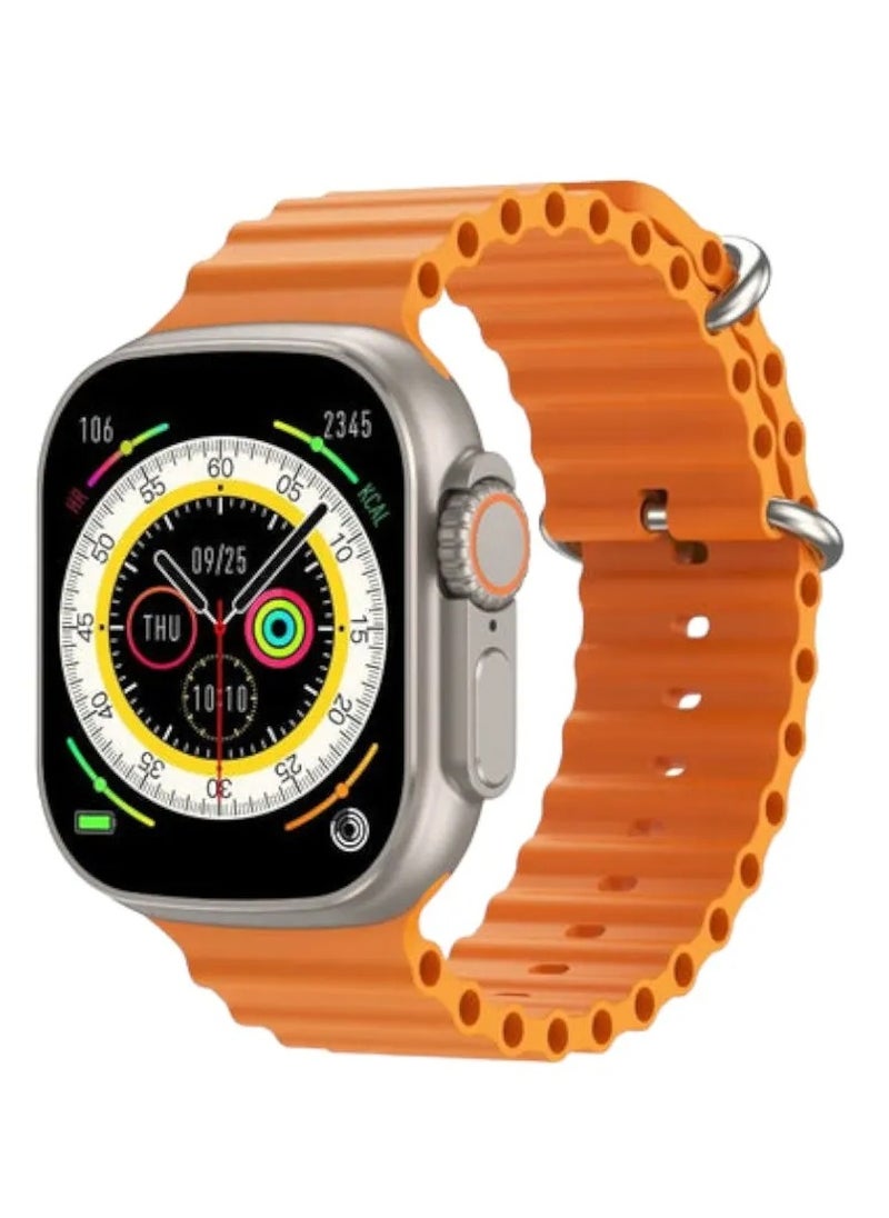 RIVERSONG Wireless Charging Bluetooth Smart Watch Motive 5t Titanium & Orange Strap  - Image 1