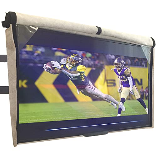 Bozzcovers Outdoor TV Cover 60-65 inch - WITH FRONT FLAP - Weatherproof, Waterproof protection, Soft Interior, With Bottom cover - Beige - Image 1