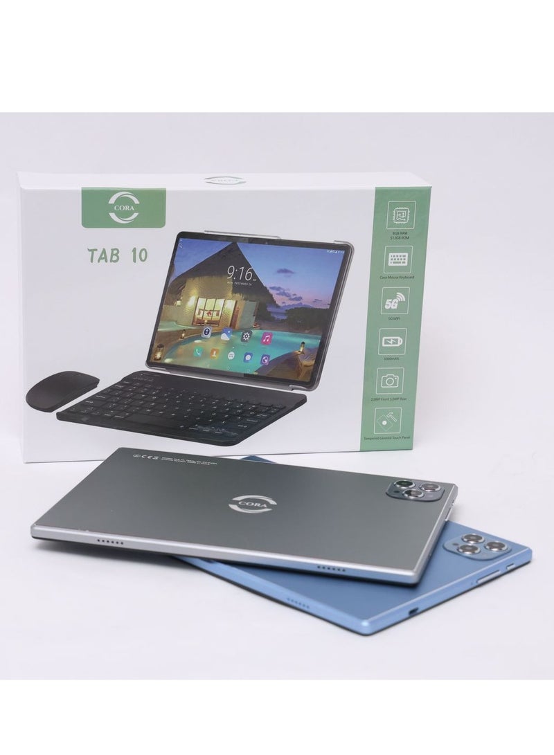 كورا تابلت كورا تاب 10 بسرعة 2.0 جيجا هرتز وشاشة 10.1 بوصة يعمل بنظام أندرويد مع ذاكرة وصول عشوائي سعتها 8 جيجابايت وذاكرة قراءة فقط 512 جيجابايت وتقنية الجيل الخامس وبطارية 6000 مللي أمبير في الساعة باللون الرمادي - Image 3