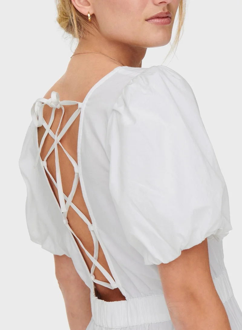 ONLY Square Neck Puff Sleeve Dress