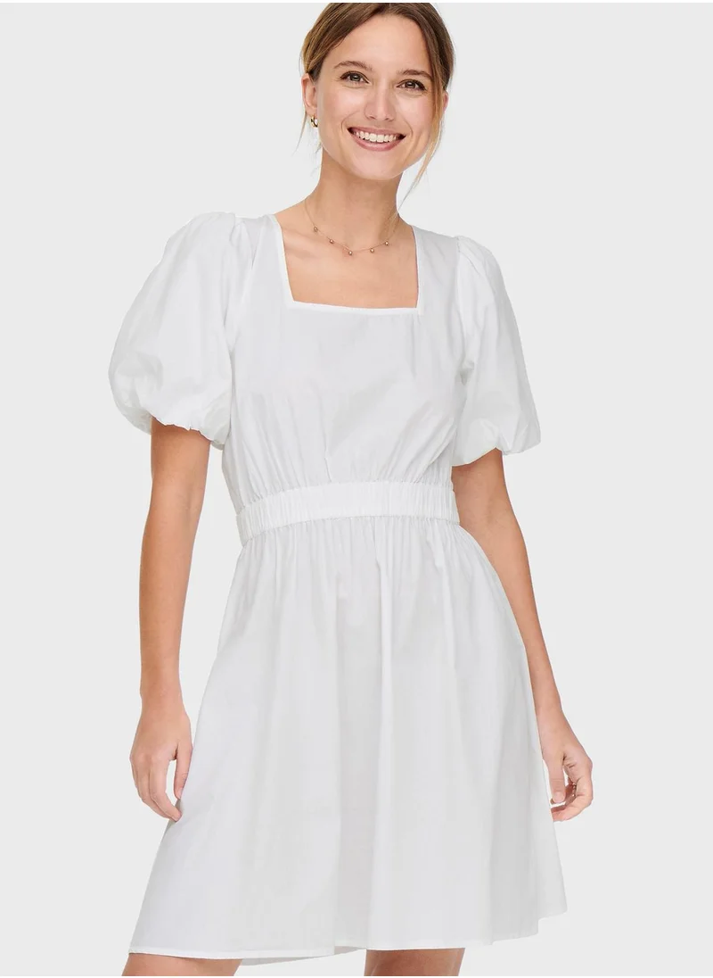 ONLY Square Neck Puff Sleeve Dress