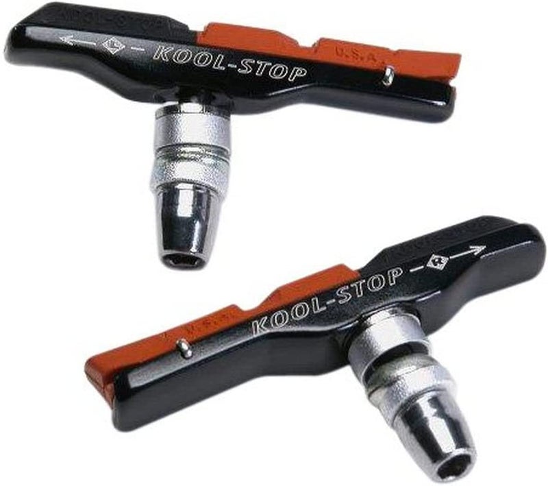 Kool Stop Bicycle V-Type Holder with Brake Pads (Dual Compound) , Salmon/Black - Image 3