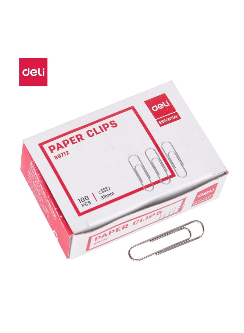 Deli 10-Pack Paper Clip Set Silver - Image 2