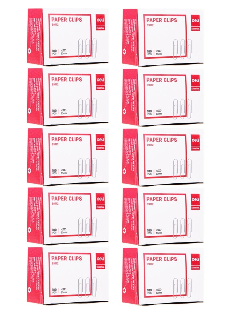 Deli 10-Pack Paper Clip Set Silver - Image 1