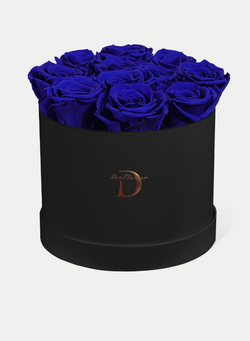 Dia FLOWER Infinity Round Box, Shades Of Blue  16 ROSES LARGE - Image 1