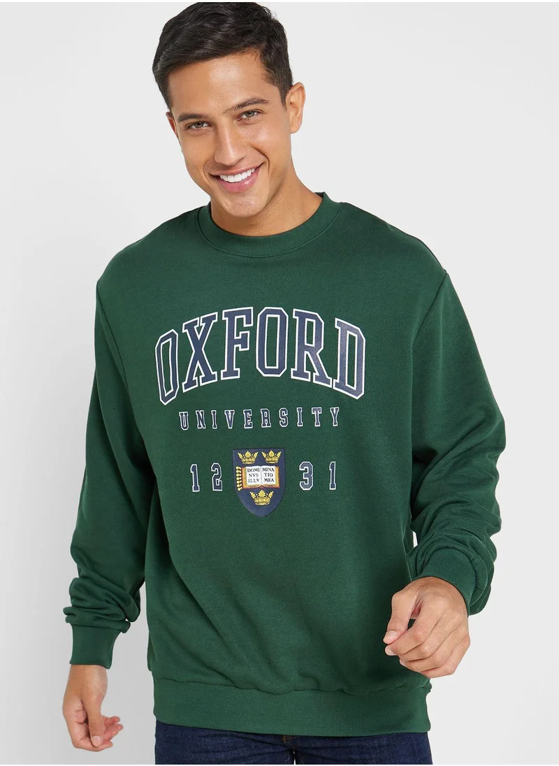 Urban Haul Oxford Print Oversized Sweatshirt