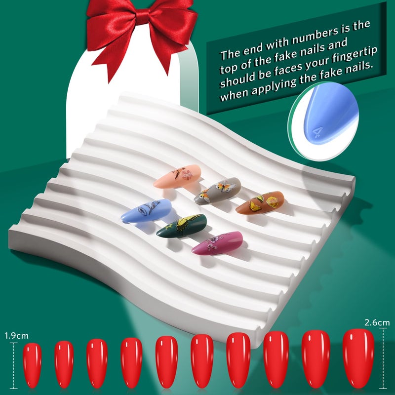 TsMADDTs Press On Nails Almond, 24 Colors 720PCS Short Fake Nails with Glues, Stickers, Tweezer for Women - Image 2