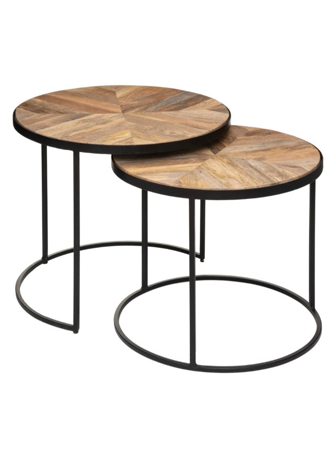 atmosphera 2-Piece Basile Nesting Coffee Table Set Brown and Black 56 x 51 x 56 cm 179130 - Image 1
