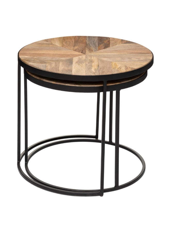 atmosphera 2-Piece Basile Nesting Coffee Table Set Brown and Black 56 x 51 x 56 cm 179130 - Image 2