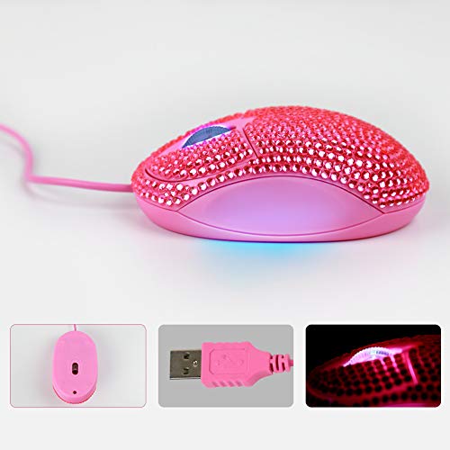 SOON GO Pink Mouse for Laptop Computer Mice with Crystal Bling Rhinestone Funny Personalized Gift for Kids and Teen Girl Birthday Kids Mouse fit for 6 7 8 9 10 Yr Old Girl - Image 2
