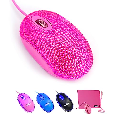 SOON GO Pink Mouse for Laptop Computer Mice with Crystal Bling Rhinestone Funny Personalized Gift for Kids and Teen Girl Birthday Kids Mouse fit for 6 7 8 9 10 Yr Old Girl - Image 1