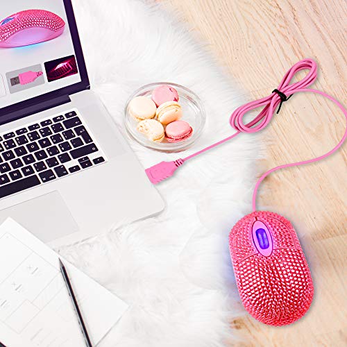 SOON GO Pink Mouse for Laptop Computer Mice with Crystal Bling Rhinestone Funny Personalized Gift for Kids and Teen Girl Birthday Kids Mouse fit for 6 7 8 9 10 Yr Old Girl - Image 3