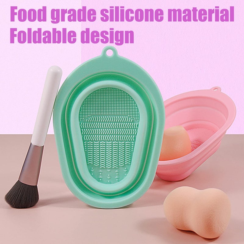 VEHTRI Makeup Brush Cleaning Mat Silicone Makeup Brush Scrubber Cosmetic Brush Cleaner Brush Cleaning Pad Foldable Makeup Brush Cleaning Bowl Suitable for Makeup BrushAssorted Color Medium 4 - Image 2