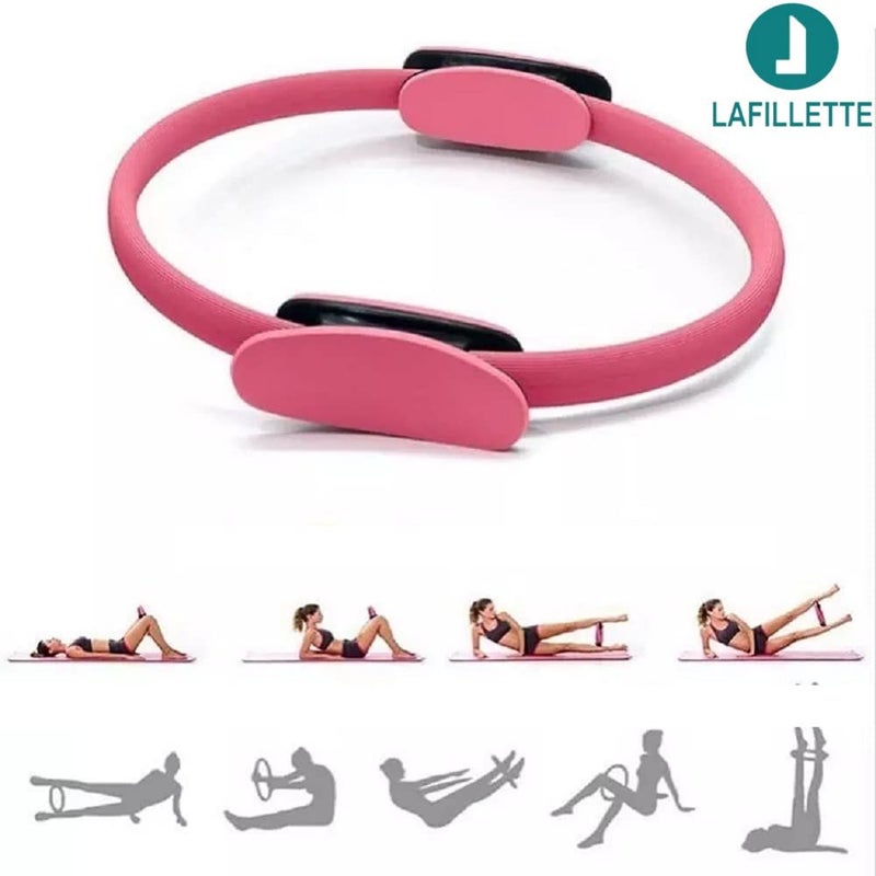 LAFILLETTE Pilates Ring 15" Fitness Circle - Lightweight & Dual Foam Padded Handles | Yoga Ring for Toning Arms, Thighs/Legs & Core, Thigh Workout, Thigh Toner, Inner Thigh Exercise Equipment (Pink) - Image 3