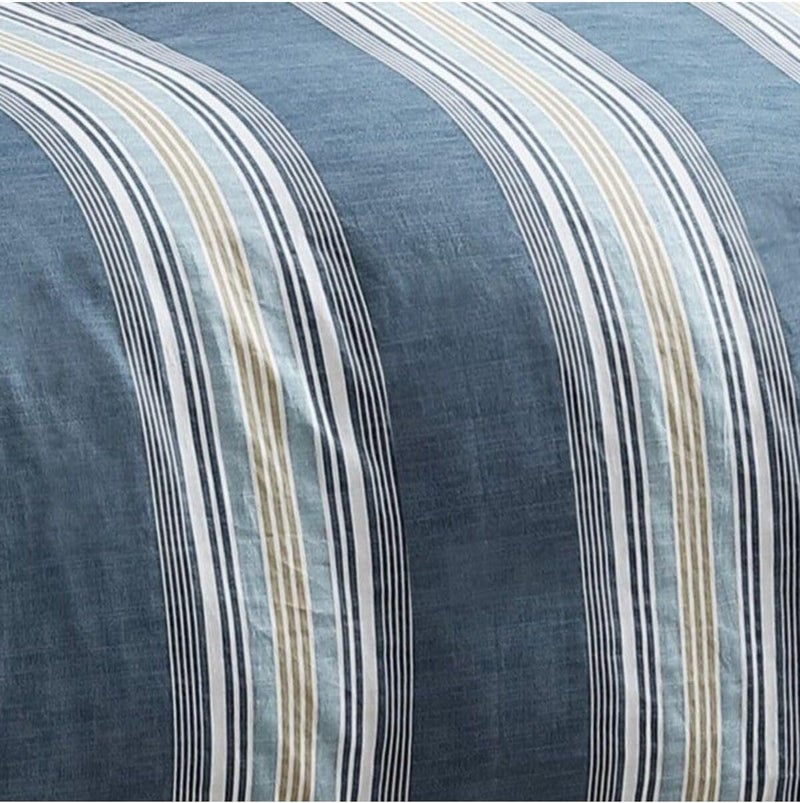 Orange Bed & Bath | Blue Stripe | 100% Cotton Single 11-Piece Duvet Set,Fitted sheet: 191 x 137 + 33 cm - Image 4