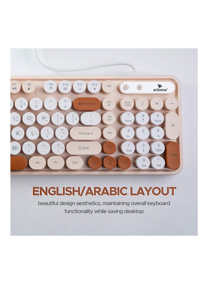 أريزون لوحة مفاتيح أريزون K92 السلكية بتصميم بانك عصري - نمط كلاسيكي، الإنجليزية/العربية - Image 5