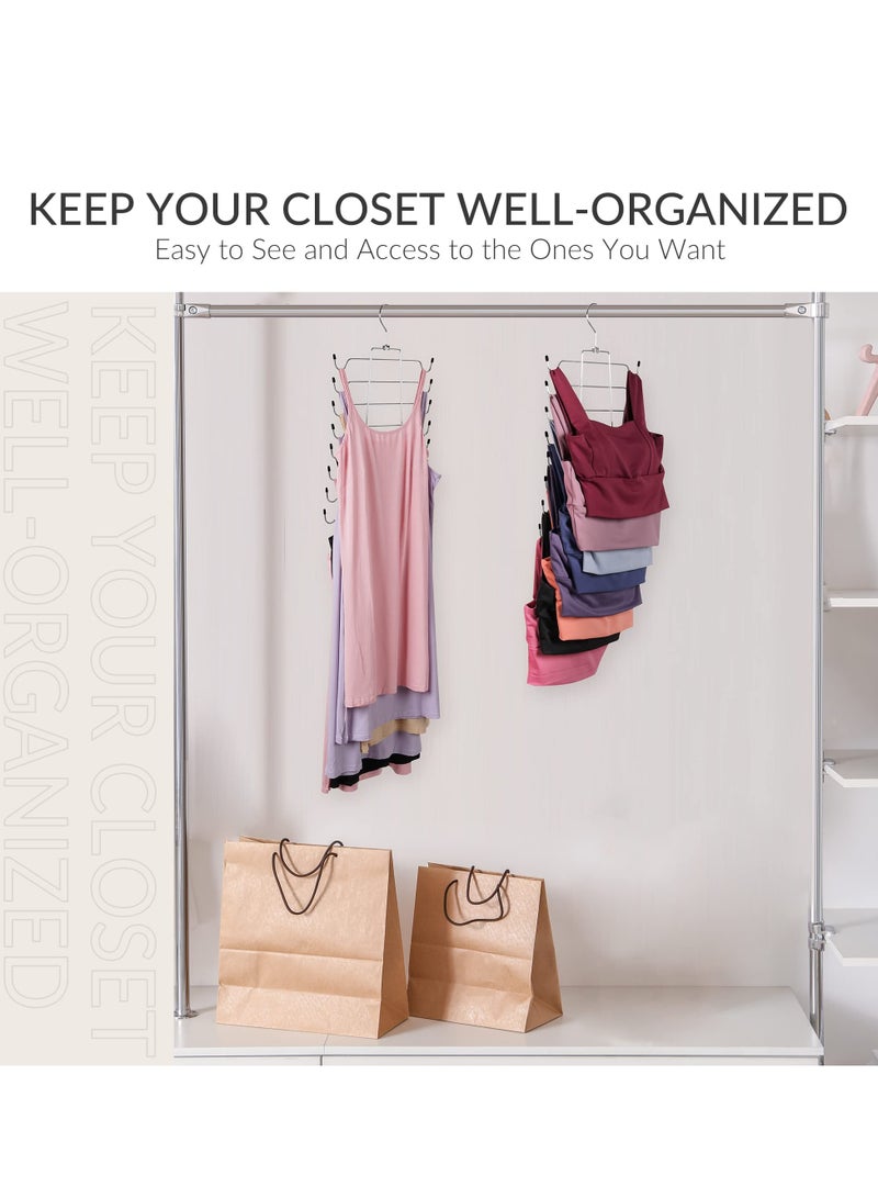 Tank Top Hanger, 2Pcs Space Saving Bra Hangers, Non-Slip Hanging Sport Bras Holder, Closet Organizers and Storage for Camisoles Tank Tops Bras Ties Swimsuits Strappy Dress (Silver) - Image 5