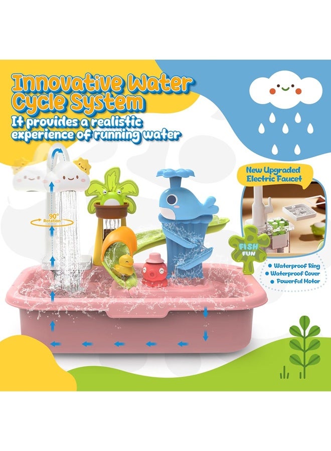 Pretend Play Kitchen Sink Toys Kids Sink Toys , Play Kitchen Toy Accessories, Pool Floating Fishing Toys for Water Play, Kids Role Play Dishwasher Toy,for Toddler Boys Girls(Pink) - Image 2