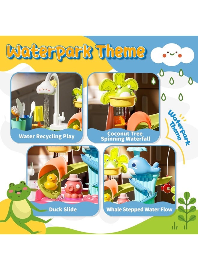 Pretend Play Kitchen Sink Toys Kids Sink Toys , Play Kitchen Toy Accessories, Pool Floating Fishing Toys for Water Play, Kids Role Play Dishwasher Toy,for Toddler Boys Girls(Pink) - Image 3