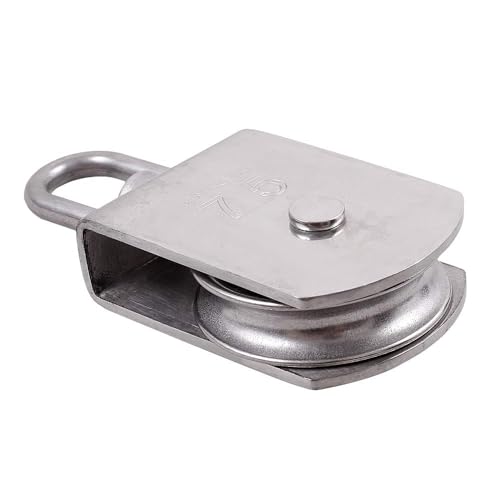 Rocaris 2 Pack M75 Lifting Single Pulley Roller Loading 1700Ibs, 304 Stainless Steel Heavy Duty Single Wheel Swivel Lifting Rope Pulley Block - Image 4