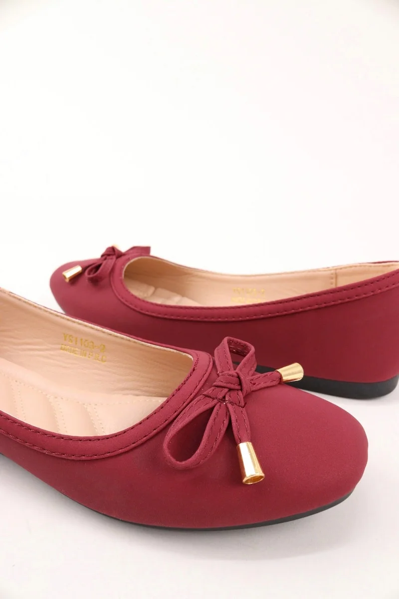 Viny MAROON VINY Women's Cushioned Ballet Flats – Comfortable Slip-On Ballerina Shoes, Lightweight Casual Flat Shoes, Soft Walking & Office Footwear for Everyday Wear for Women | Best Price UAE