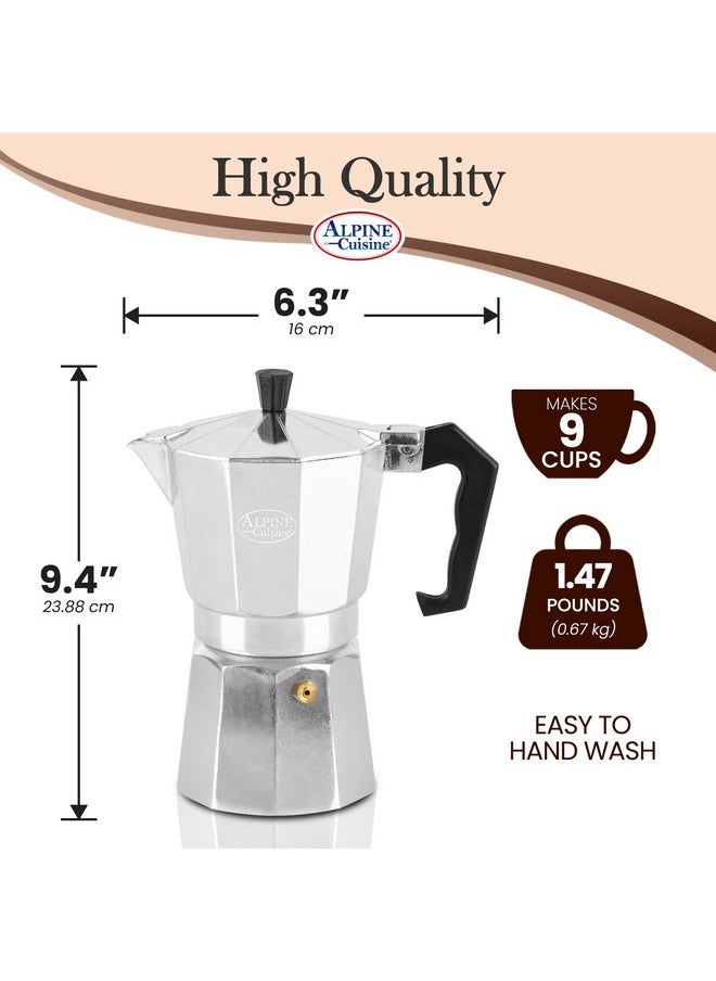 Alpine Cuisine Alpine Cuisine Stovetop Espresso Maker 12.5 Oz, 9 Espresso Cups Moka Pot for Classic Italian and Cuban Coffee Maker, Aluminum Moka Pot, Makes Delicious Coffee, Excellent Camping Coffee Pot  - Image 3
