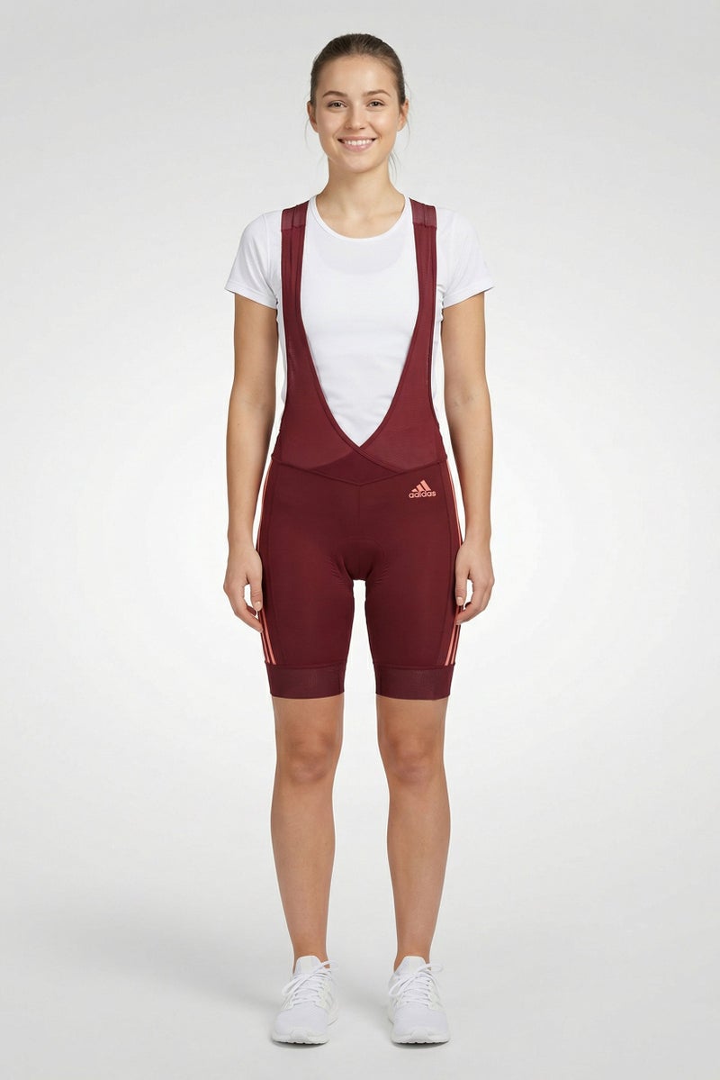Adidas بدلة رياضية نسائية بدون أكمام للدراجات، مارون - Image 1