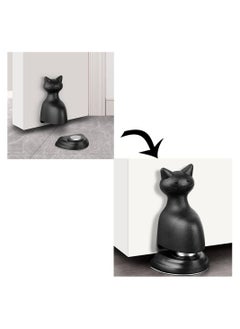 KASTWAVE Magnetic Door Stopper Catch Wall Protector, Black Cat Shape Door Stop for Bottom of Door, No Punching Anti-Collision with 3M Tape for Door of Bedroom, Balcony, Kitchen, Entry, 2Pcs  - Image 2
