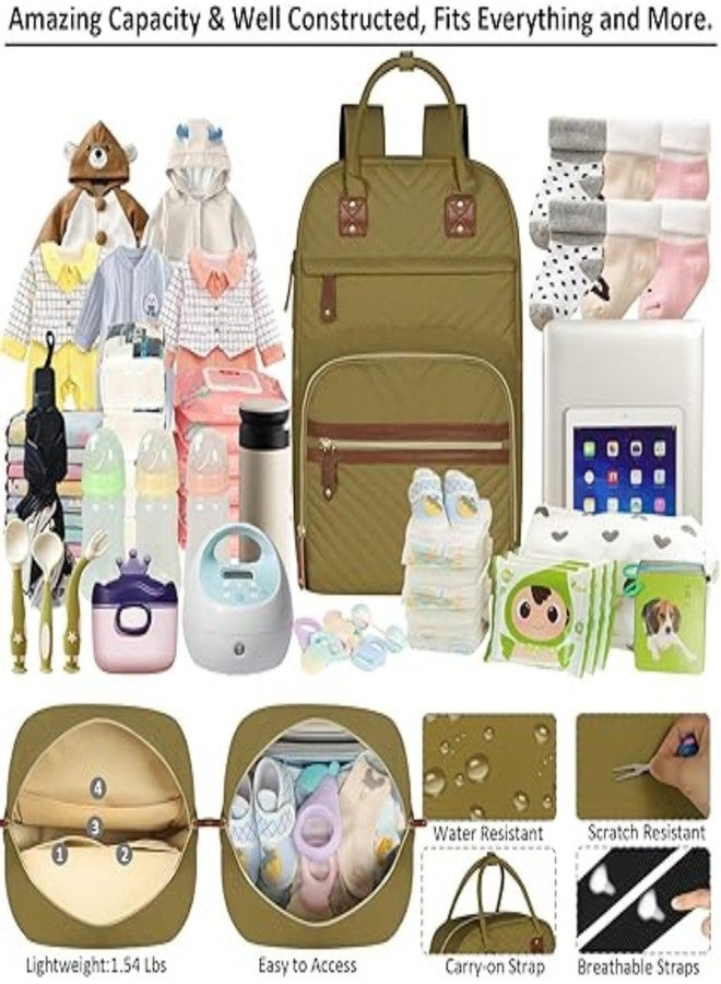 CHADU Diaper Bag & Mother Backpack & Pacifier Holder | Stylish, Waterproof Travel Bag for Baby Boys & Girls | Large Capacity (Khaki Green) - Image 3