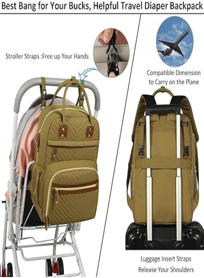 CHADU Diaper Bag & Mother Backpack & Pacifier Holder | Stylish, Waterproof Travel Bag for Baby Boys & Girls | Large Capacity (Khaki Green) - Image 4