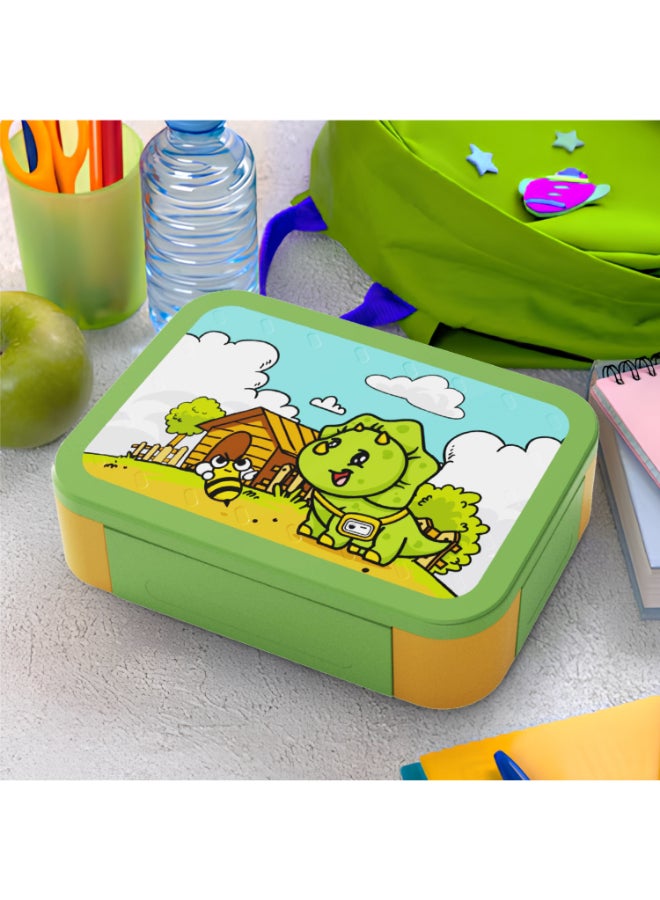 PEARL Kids Small Plastic Bento Lunch Box - Dino Design, BPA-Free, Leakproof, Compact Lunch Container for Kids - Image 4
