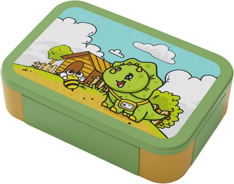 PEARL Kids Small Plastic Bento Lunch Box - Dino Design, BPA-Free, Leakproof, Compact Lunch Container for Kids - Image 1