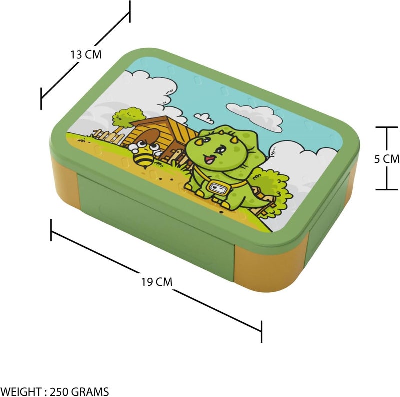 PEARL Kids Small Plastic Bento Lunch Box - Dino Design, BPA-Free, Leakproof, Compact Lunch Container for Kids - Image 2