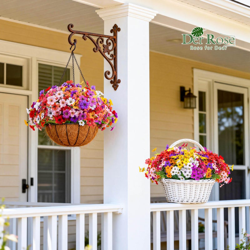 Der Rose 24 Bundles Artificial Flowers for Outdoor UV Resistant Faux Plants Spring Flowers for Outdoor Planters Wedding Home Garden Patio Porch Decor (8 Colors) - Image 5