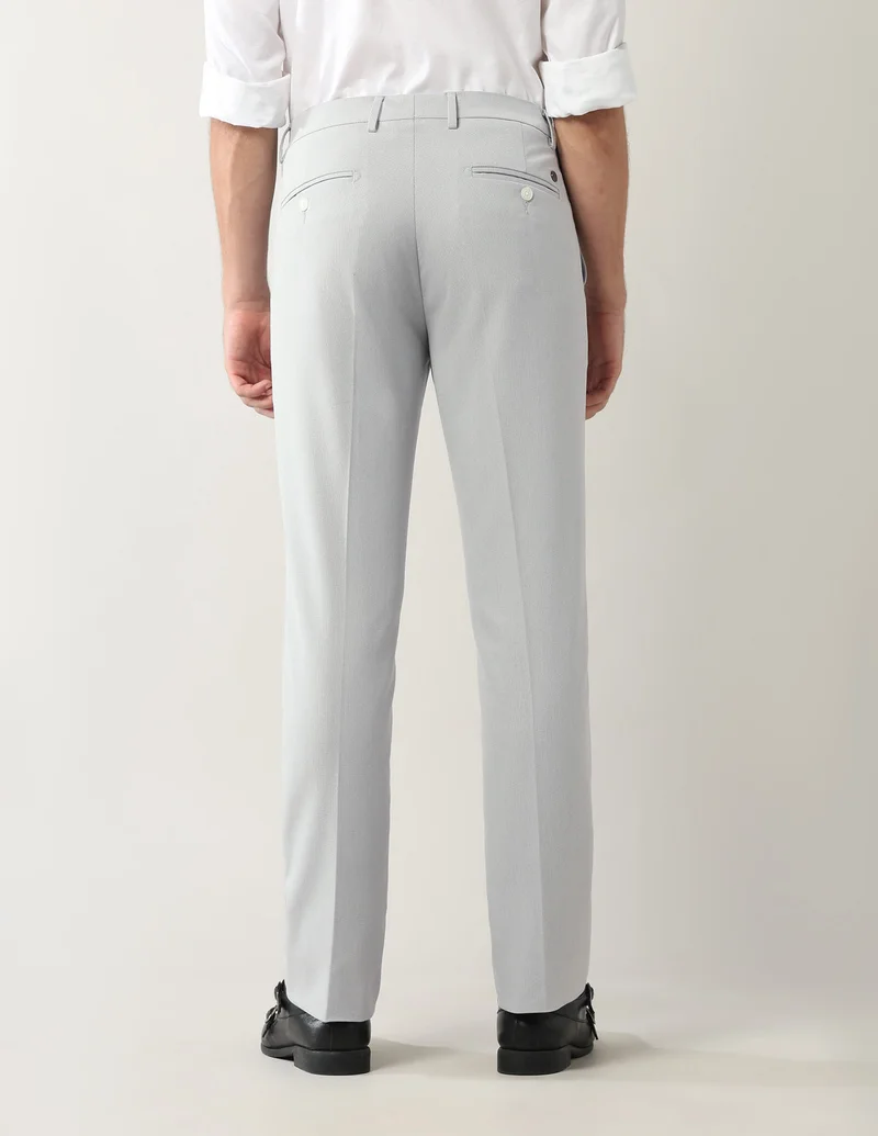 Arrow Light Grey Mid Rise Autoflex Trousers for Men | Best Price UAE