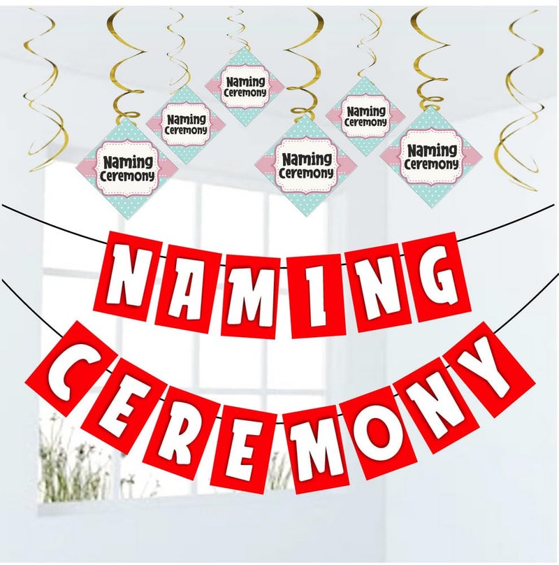 Balloonistics Naming Ceremony Banner and 6 Nos Swirls Combo (1 Nos Banner and 6 Swirls) - Image 1