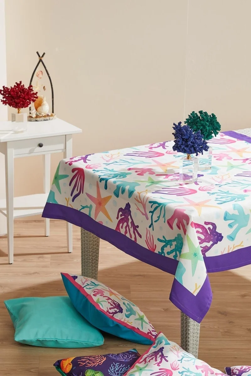 Ays Home Colorful Coral Stain-Proof Tablecloth