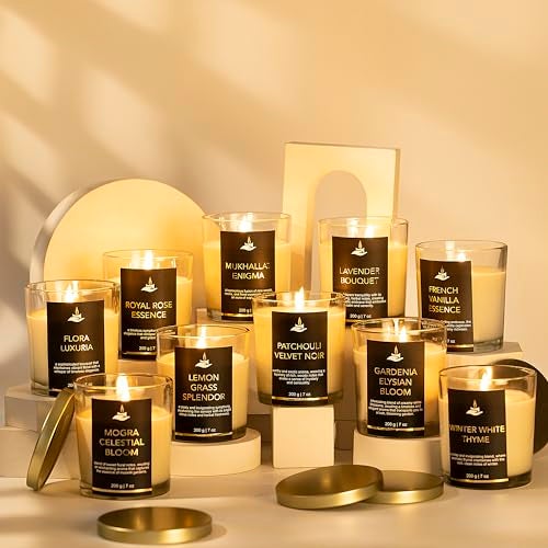 PROSPERRO LUMO by Parkash Candles Premium Scented Soy Wax Candle 200 gm 25-30 Hrs Luxury Aroma Therapy Votive Jar Scented Candles for Home Decor Gift Set (MOGRA Celestial Bloom) - Image 5