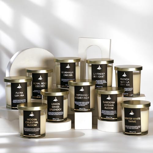 PROSPERRO LUMO by Parkash Candles Premium Scented Soy Wax Candle 200 gm 25-30 Hrs Luxury Aroma Therapy Votive Jar Scented Candles for Home Decor Gift Set (MOGRA Celestial Bloom) - Image 4